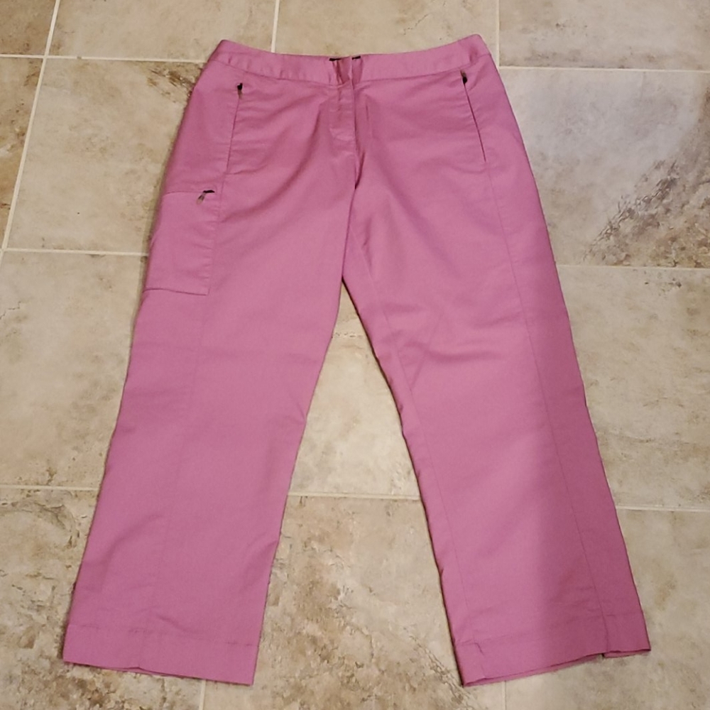 Adidas pink stretch golf or hiking cropped pants